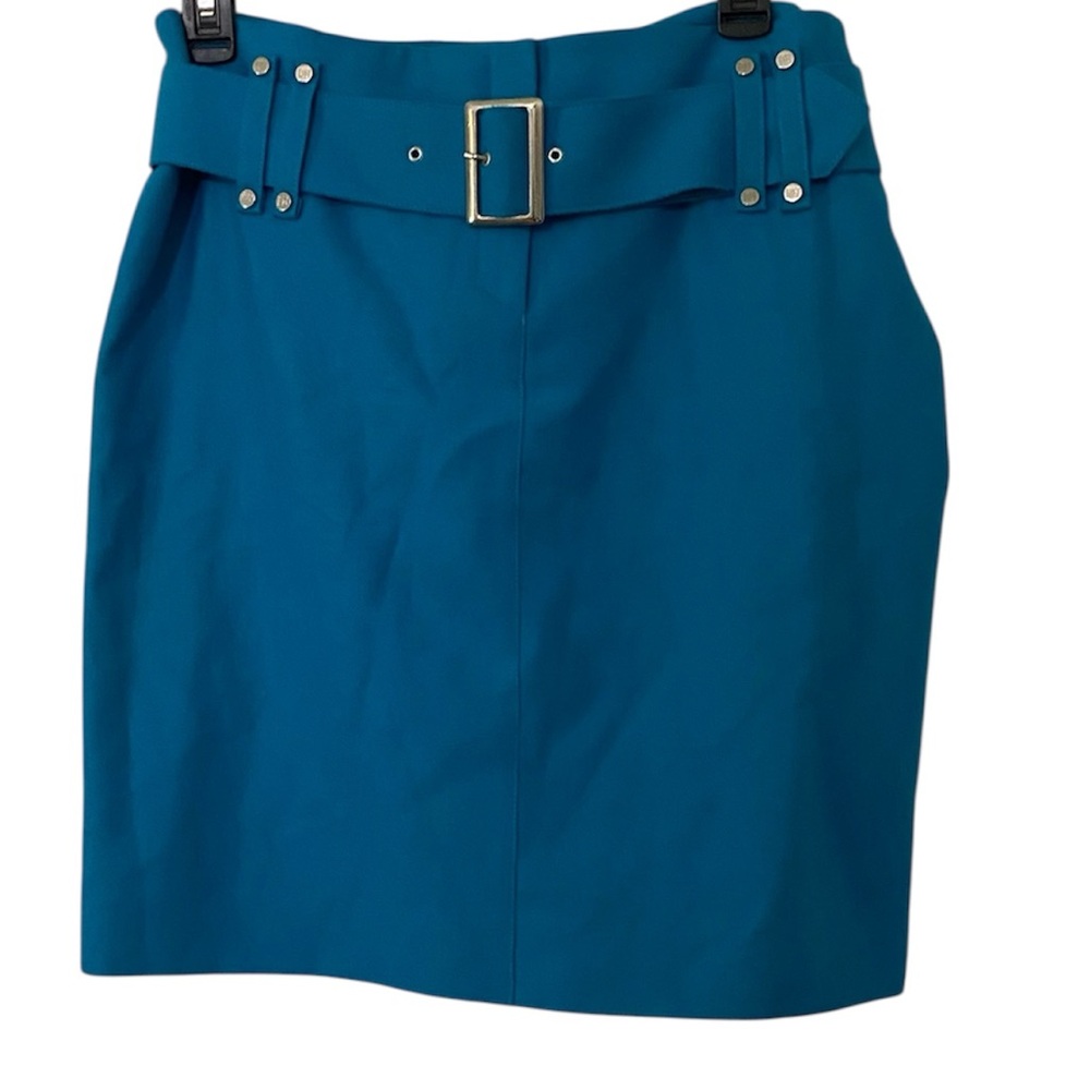PEDRO DEL HIERRO Blue Belted Wool Women's Skirt EU 42